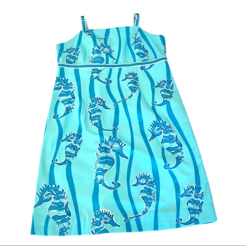 Lily Pulitzer Blue Seahorse Ribbon Strap dress